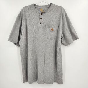 Carhartt Original Fit Short Sleeve Henley T-shirt Mens Size Large Tall Gray Work